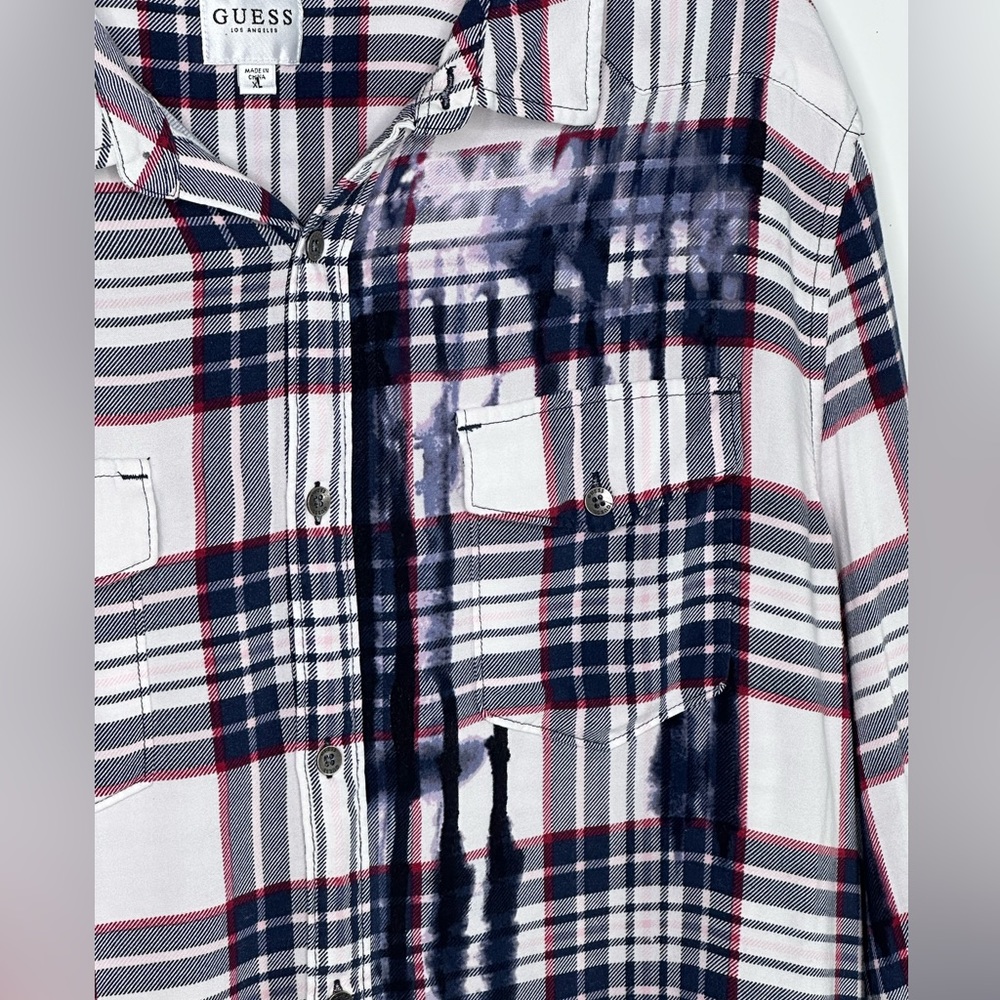 Guess Men’s Aquarelle Corrosion Tie Dye Shirt Regular Fit Sz XL - Picture 4 of 8